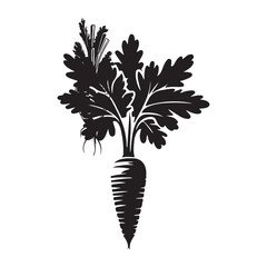 black carrot with long leaf icon ,carrot icon. Outline diet carrot vector icon for web design isolated on white background