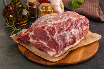 Raw pork neck meat for cooking