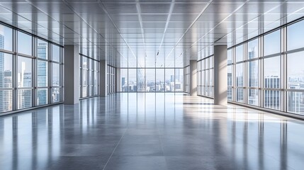 Empty floors and office buildings in the financial center. 