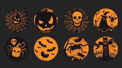 A spooky Halloween scene featuring a smiling jack-o-lantern with an evil face, showcasing vibrant orange colors and autumn decorations