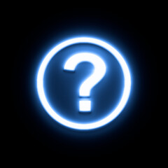 Naklejka premium Question mark glowing neon blue sign icon