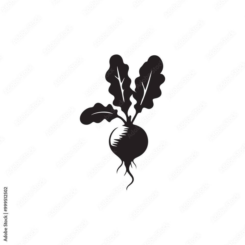 Poster silhouette of a radish, radish icon vector illustration graphic design