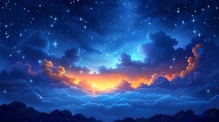 Naklejka premium Starry Night Sky with Milky Way Galaxy