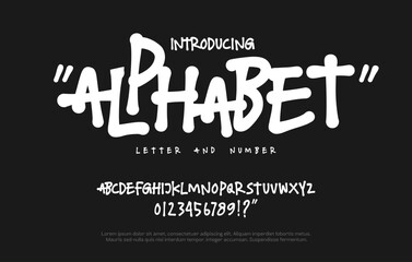 Handwritten alphabet font, Letters and Numbers set