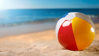Obraz premium Isolated beach ball with depth of field on a sandy summer background