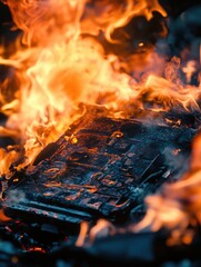 Book on Fire Close Up