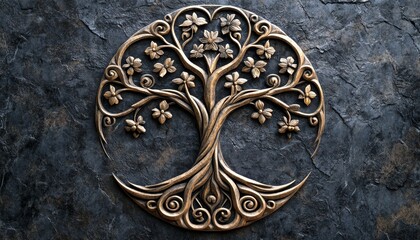 Celtic Tree of Life Emblem, intricate design symbolizing interconnectedness and the cycle of existence, rich in cultural heritage and meaning