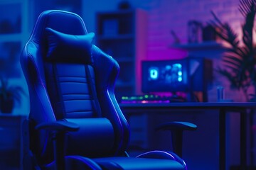 Gaming Chair in a Neon Lit Room