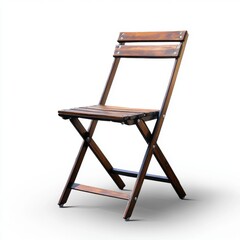 Simple Wooden Folding Chair on White Background