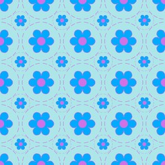 seamless pattern with blue  flowers