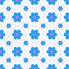 seamless pattern with blue flowers on white background