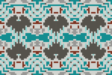 Pixel Geometric Ethnic Pattern Designfolk Embroidery, Aztec Geometric Ornament Print. Design for Carpet, Wallpaper, Clothing, Wrapping, Fabric