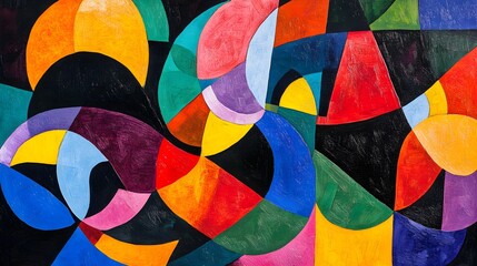 Bold, overlapping shapes in vibrant colors, symbolizing energy and life 