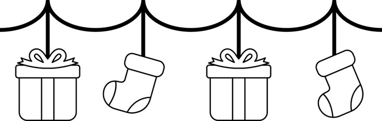 Christmas Flag Decoration Outline Kids