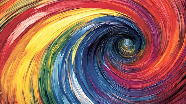 Circular brushstrokes in bright colors, symbolizing unity and wholeness 