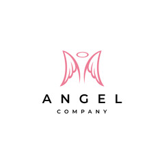Winged angel in simple flat vector logo design style