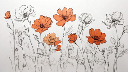 Continuous Line Drawing of Flowers (Alternate)