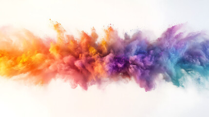 Fototapeta premium Colorful powder explosion on white background.