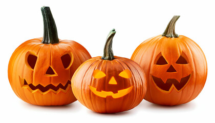 A set of spooky Halloween pumpkins 