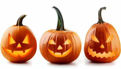 A set of spooky Halloween pumpkins 