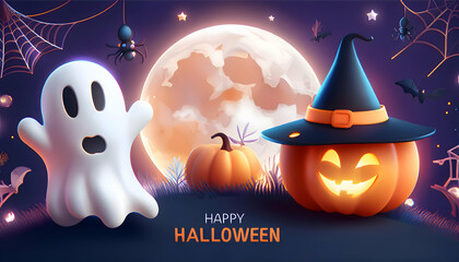 A cute and spooky Halloween set featuring pumpkins