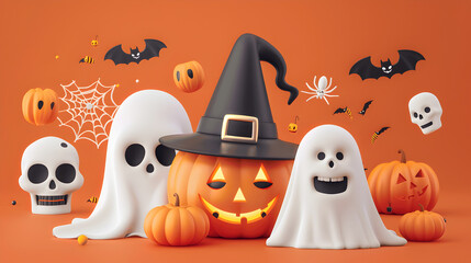 A cute and spooky Halloween set featuring pumpkins