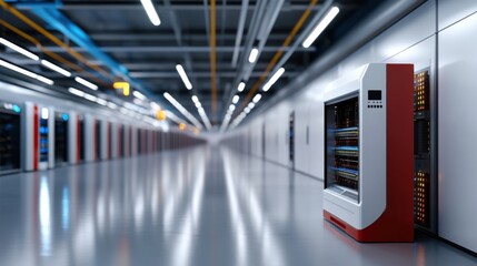 Obraz premium Modern Data Center with Advanced Technology Equipment