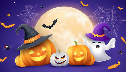 A cute and spooky Halloween set featuring pumpkins