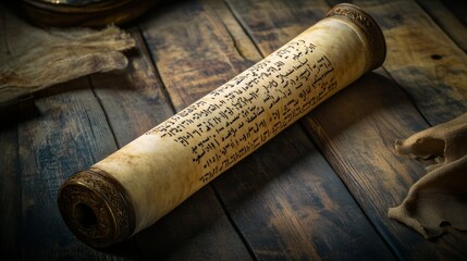 Mezuzah Parchment Scroll with Hebrew Inscriptions