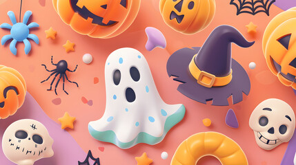 A cute and spooky Halloween set featuring pumpkins