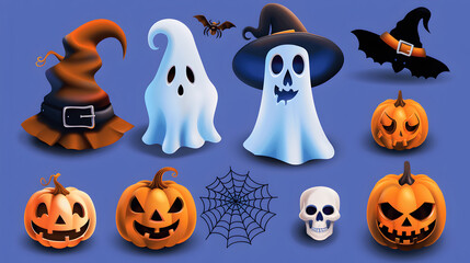 A cute and spooky Halloween set featuring pumpkins