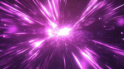 Fototapeta premium Abstract purple light streaks and particles radiating from a central point.