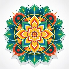 Mandala art design also called rangoli, decorative elements on white background
