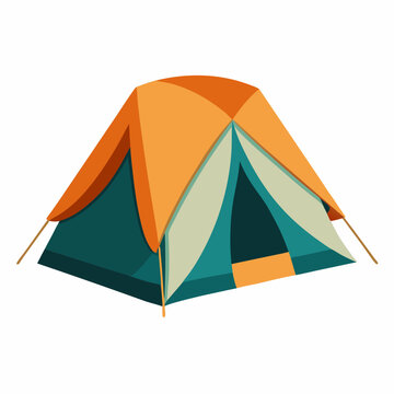orange and teal camping tent clip art preview