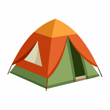 orange green camping tent isolated clip art preview