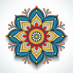 Mandala art design also called rangoli, decorative elements on white background