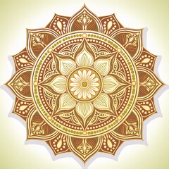 Mandala art design also called rangoli, decorative elements on white background