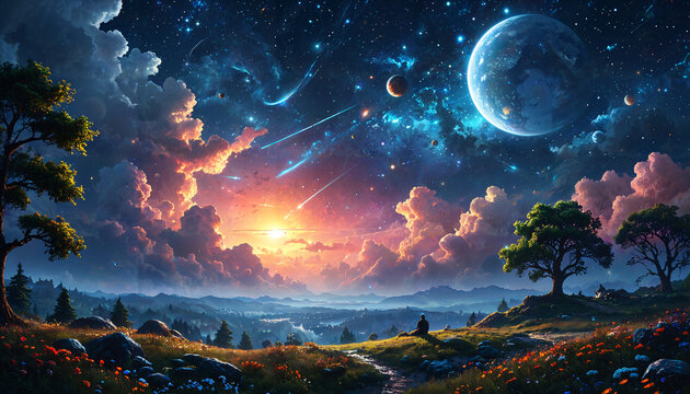 R&ecirc;verie sous les com&egrave;tes et les &eacute;toiles