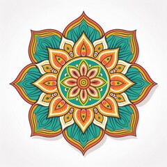 Mandala art design also called rangoli, decorative elements on white background