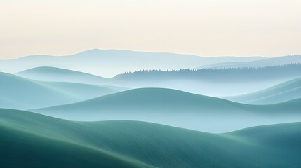 Abstract representations of rolling hills, using soft, sweeping lines 
