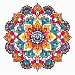 Mandala art design also called rangoli, decorative elements on white background