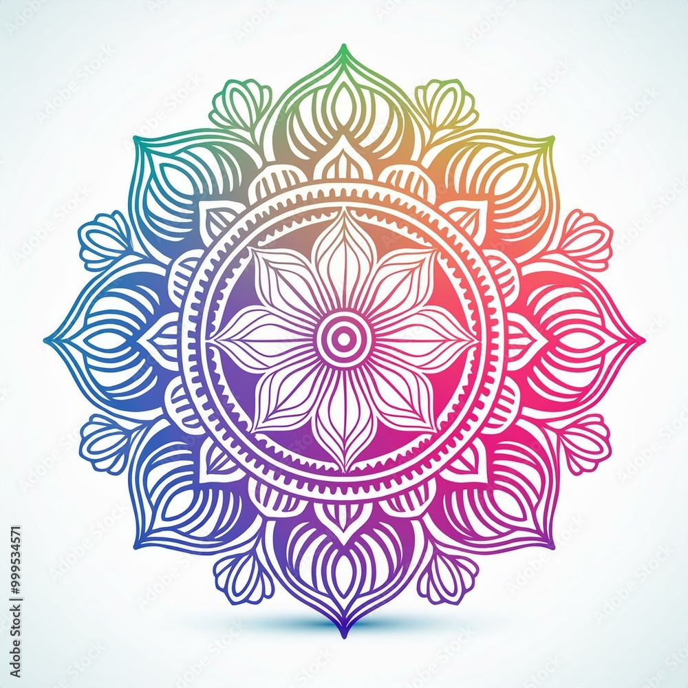 Wall mural mandala art design also called rangoli, decorative elements on white background