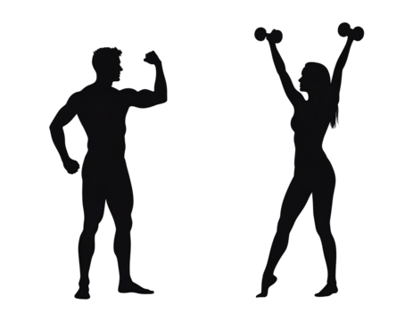 athelete male and woman, isolated on a transparent background