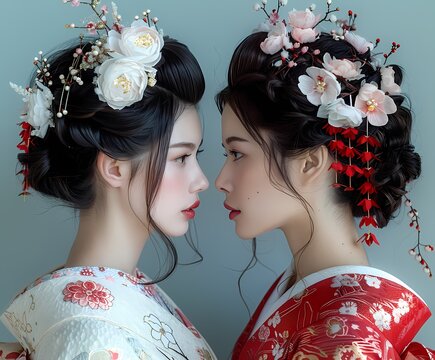 Two Women Wearing Flower Crowns