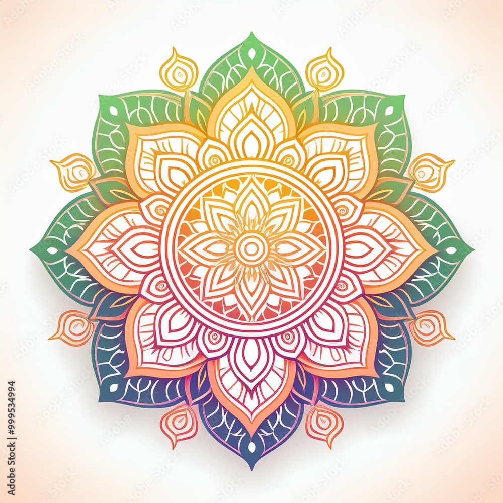 Wall mural mandala art design also called rangoli, decorative elements on white background