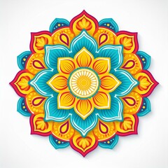 Mandala art design also called rangoli, decorative elements on white background