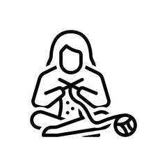 Black line icon for knitting