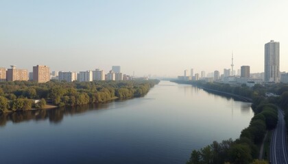 Fototapeta premium Elegant cityscape with serene river view