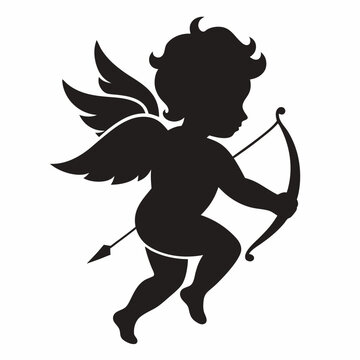 recommend clip art: Cupid silhouette vector illustration on white background
