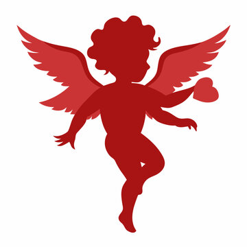 recommend clip art: Cupid silhouette vector illustration on white background